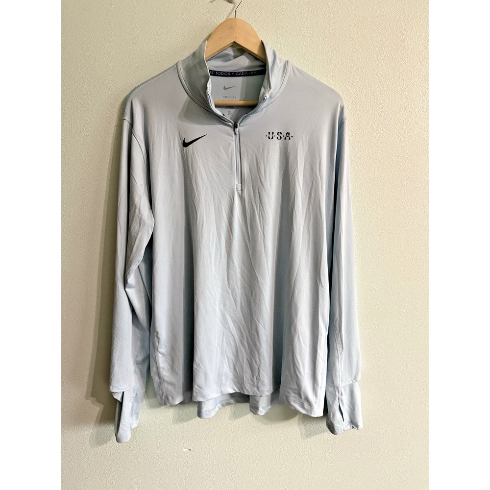 Nike Team USA Women's Dri-FIT UV 1/4 Zip Running Top Light Blue Size XL